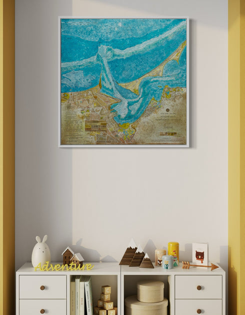 Nantucket Harbor Nautical Chart | Framed Giclee Print on Canvas